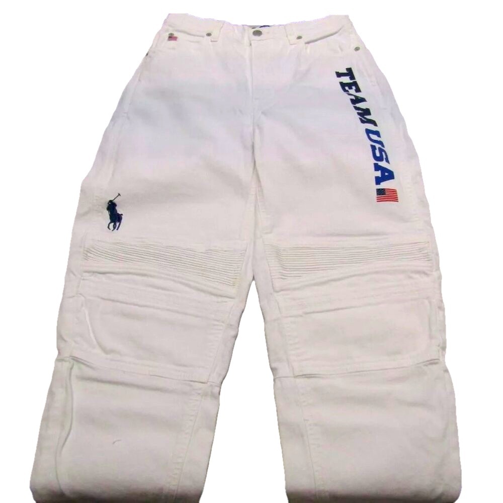 NEW POLO RALPH LAUREN Womens Jean White Team USA Closing Ceremony Cotton